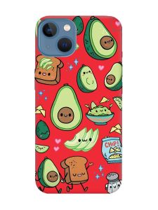 Матовий червоний чохол на Apple iPhone 13 :: Милі авокадо каваї (принт 305)