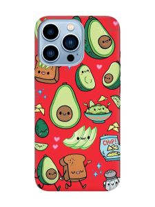Матовий червоний чохол на Apple iPhone 13 Pro Max :: Милі авокадо каваї (принт 305)