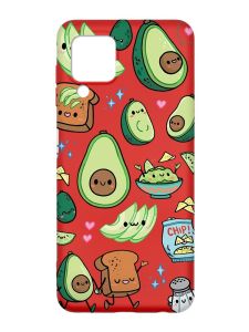 Матовий червоний чохол на Samsung Galaxy A22 4G/M32/M22 :: Милі авокадо каваї (принт 305)