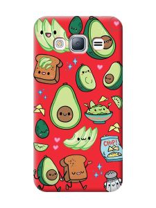 Матовий червоний чохол на Samsung Galaxy J3 / J310 :: Милі авокадо каваї (принт 305)