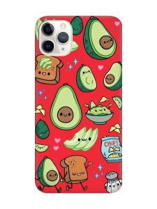 Матовий червоний чохол на iPhone 11 Pro Max (6.5) :: Милі авокадо каваї (принт 305)