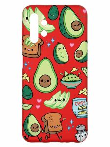 Матовий червоний чохол на Samsung A13 4G :: Милі авокадо каваї (принт 305)