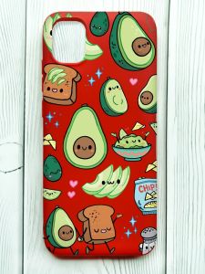 Матовий червоний чохол на Samsung Galaxy A04E/A042 :: Милі авокадо каваї (принт 305)