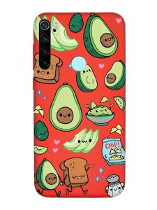 Матовий червоний чохол на Xiaomi Redmi Note 8T :: Милі авокадо каваї (принт 305)