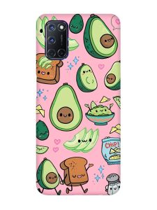Матовий рожевий чохол на Oppo A52/A72/A92 :: Милі авокадо каваї (принт 305)