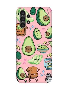 Матовий рожевий чохол на Samsung A13 4G :: Милі авокадо каваї (принт 305)