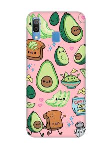 Матовий рожевий чохол на Samsung Galaxy A30 (2019) / A20 (2019) :: Милі авокадо каваї (принт 305)