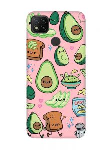 Матовий рожевий чохол на Xiaomi Redmi 9C/10A :: Милі авокадо каваї (принт 305)