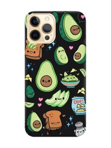 Матовий чорний чохол на Apple iPhone 12 Pro Max :: Милі авокадо каваї (принт 305)