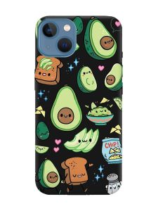 Матовий чорний чохол на Apple iPhone 13 :: Милі авокадо каваї (принт 305)