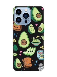 Матовий чорний чохол на Apple iPhone 13 Pro Max :: Милі авокадо каваї (принт 305)