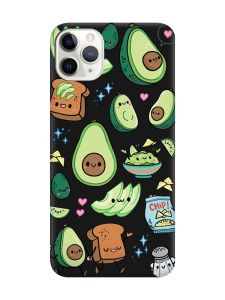 Матовий чорний чохол на iPhone 11 Pro Max (6.5) :: Милі авокадо каваї (принт 305)