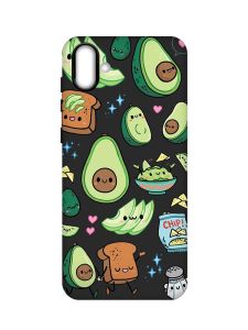 Матовий чорний чохол на Samsung Galaxy A04 :: Милі авокадо каваї (принт 305)