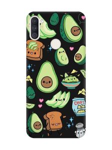 Матовий чорний чохол на Samsung Galaxy A11 :: Милі авокадо каваї (принт 305)