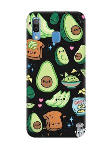 Матовий чорний чохол на Samsung Galaxy A30 (2019) / A20 (2019) :: Милі авокадо каваї (принт 305)