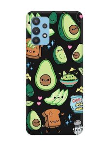 Матовий чорний чохол на Samsung Galaxy A32 :: Милі авокадо каваї (принт 305)