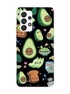 Матовий чорний чохол на Samsung Galaxy A53 4G/5G :: Милі авокадо каваї (принт 305)