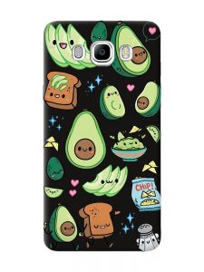 Матовий чорний чохол на Samsung Galaxy J7(2016) J710 :: Милі авокадо каваї (принт 305)