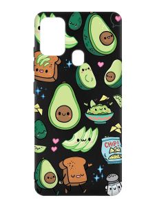 Матовий чорний чохол на Samsung Galaxy M30s/M21 :: Милі авокадо каваї (принт 305)