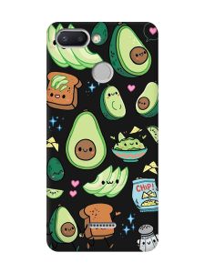 Матовий чорний чохол на Xiaomi Redmi 6 :: Милі авокадо каваї (принт 305)