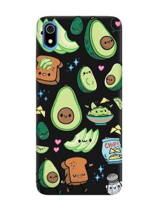 Матовий чорний чохол на Xiaomi Redmi 7A :: Милі авокадо каваї (принт 305)