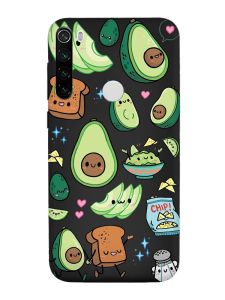 Матовий чорний чохол на Xiaomi Redmi Note 8T :: Милі авокадо каваї (принт 305)