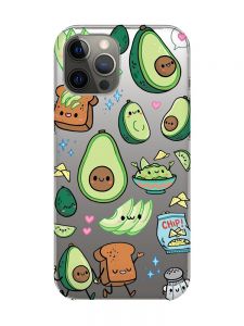 Прозорий чохол на iPhone 12 Pro Max :: Милі авокадо каваї (принт 305)