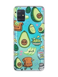 Прозорий чохол на Samsung Galaxy A51 :: Милі авокадо каваї (принт 305)