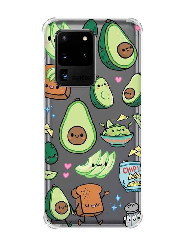 Чохол з потовщеними кутами на Samsung Galaxy S20 Ultra :: Милі авокадо каваї (принт 305)