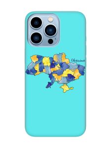 Матовий бірюзовий чохол на Apple iPhone 13 Pro Max :: Карта України (принт 261)