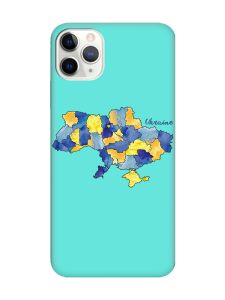 Матовий бірюзовий чохол на iPhone 11 Pro Max (6.5) :: Карта України (принт 261)