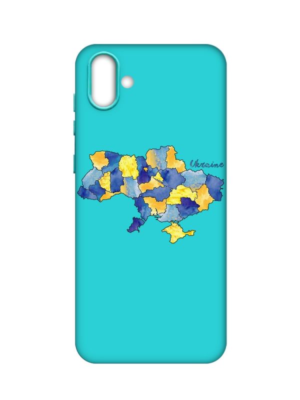 Матовий бірюзовий чохол на Samsung Galaxy A04 :: Карта України (принт 261)