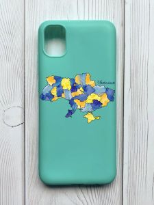 Матовий бірюзовий чохол на Samsung Galaxy A04E / A042 :: Карта України (принт 261)