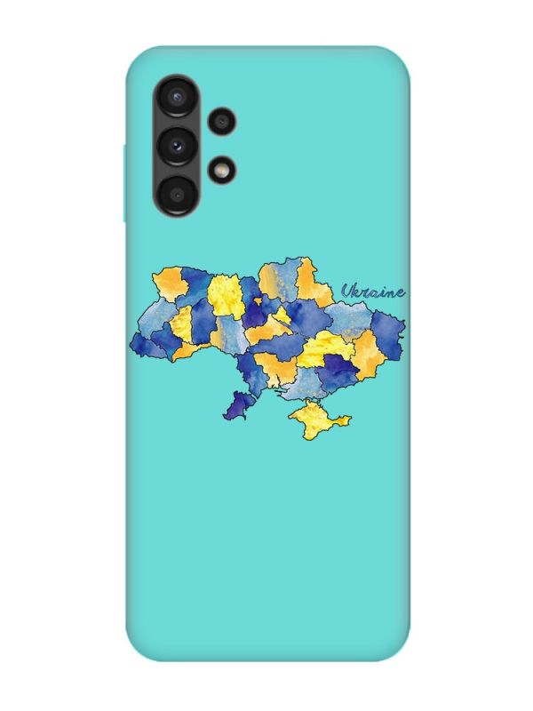 Матовий бірюзовий чохол на Samsung Galaxy A13 4G :: Карта України (принт 261)
