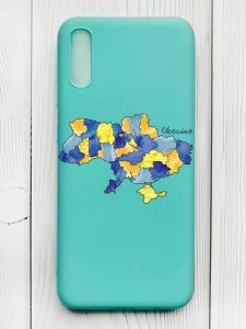 Матовий бірюзовий чохол на Xiaomi Redmi 9А :: Карта України (принт 261)