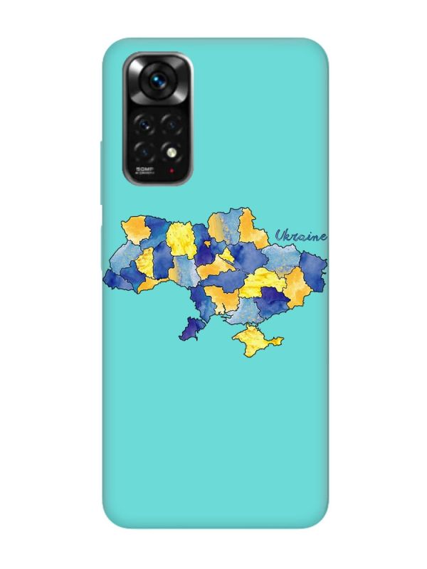 Матовий бірюзовий чохол на Xiaomi Redmi Note 11 :: Карта України (принт 261)
