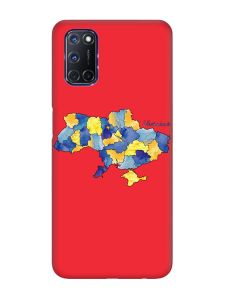 Матовий червоний чохол на Oppo A52/ A72/ A92 :: Карта України (принт 261)