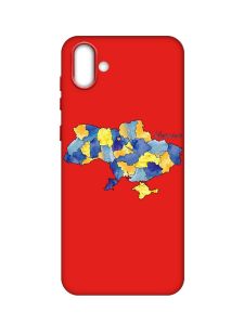 Матовий червоний чохол на Samsung Galaxy A04 :: Карта України (принт 261)