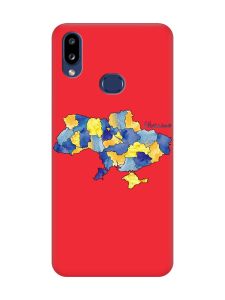Матовий червоний чохол на Samsung Galaxy A10s (A107) :: Карта України (принт 261)