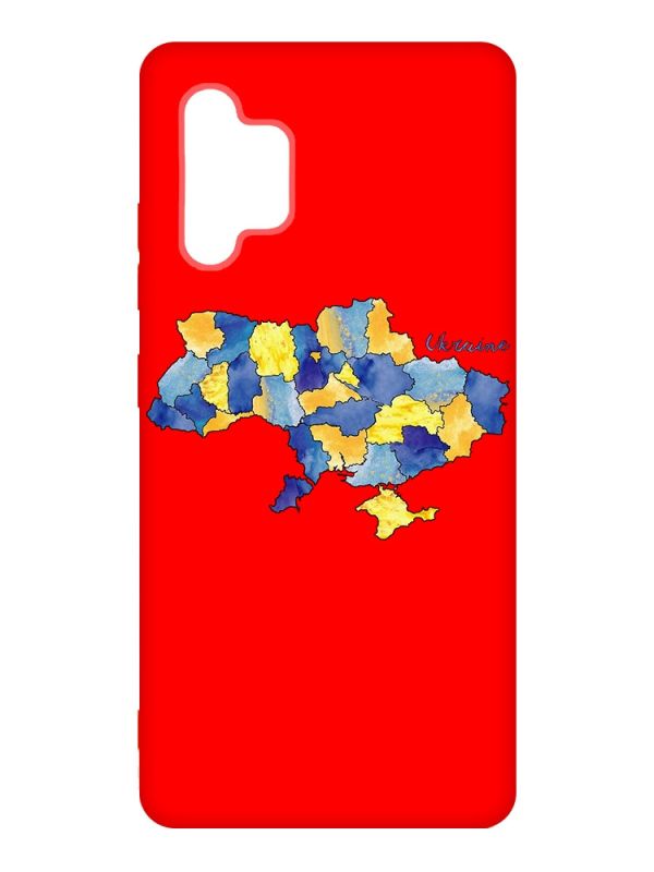 Матовий червоний чохол на Samsung Galaxy A32 :: Карта України (принт 261)