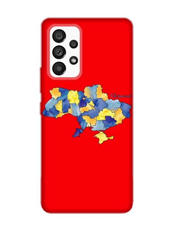 Матовий червоний чохол на Samsung Galaxy A53 4G/5G :: Карта України (принт 261)