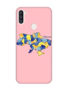 Матовий рожевий чохол на Samsung Galaxy A11 :: Карта України (принт 261)