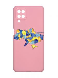Матовий рожевий чохол на Samsung Galaxy A12 :: Карта України (принт 261)