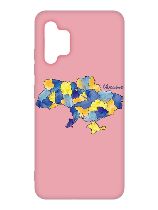 Матовий рожевий чохол на Samsung Galaxy A32 :: Карта України (принт 261)