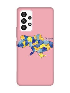 Матовий рожевий чохол на Samsung Galaxy A53 4G/5G :: Карта України (принт 261)