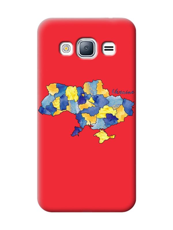Матовий червоний чохол на Samsung Galaxy J3 / J310 :: Карта України (принт 261)