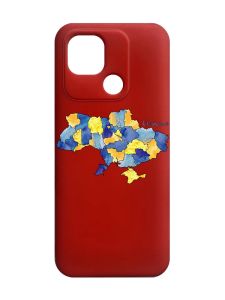 Матовий червоний чохол на Xiaomi Redmi 10C :: Карта України (принт 261)