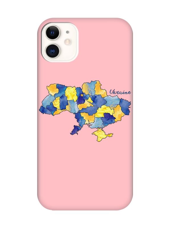 Матовий рожевий чохол на Apple iPhone 11 (6.1) :: Карта України (принт 261)
