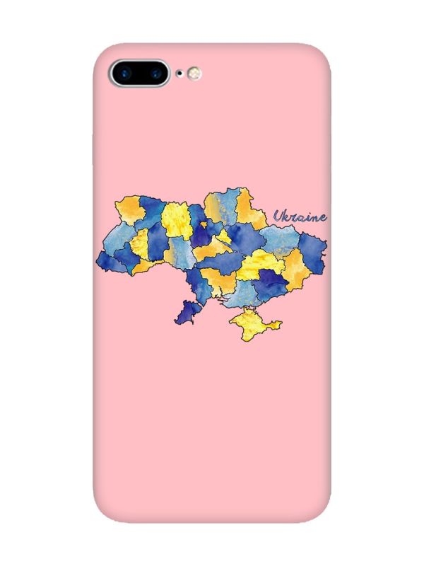 Матовий рожевий чохол на iPhone 7 Plus/8 Plus :: Карта України (принт 261)