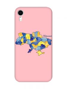 Матовий рожевий чохол на Apple iPhone XR :: Карта України (принт 261)